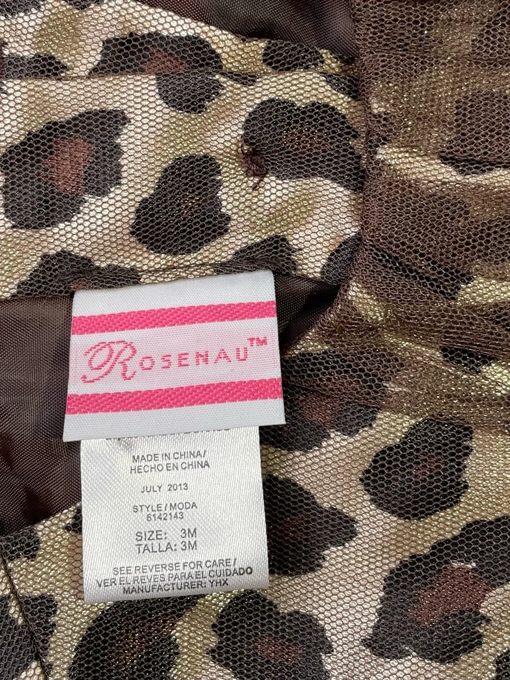 NWT Rosenau 3 Months Baby Leopard Print Dress with Brown Bow & Matching Bloomers